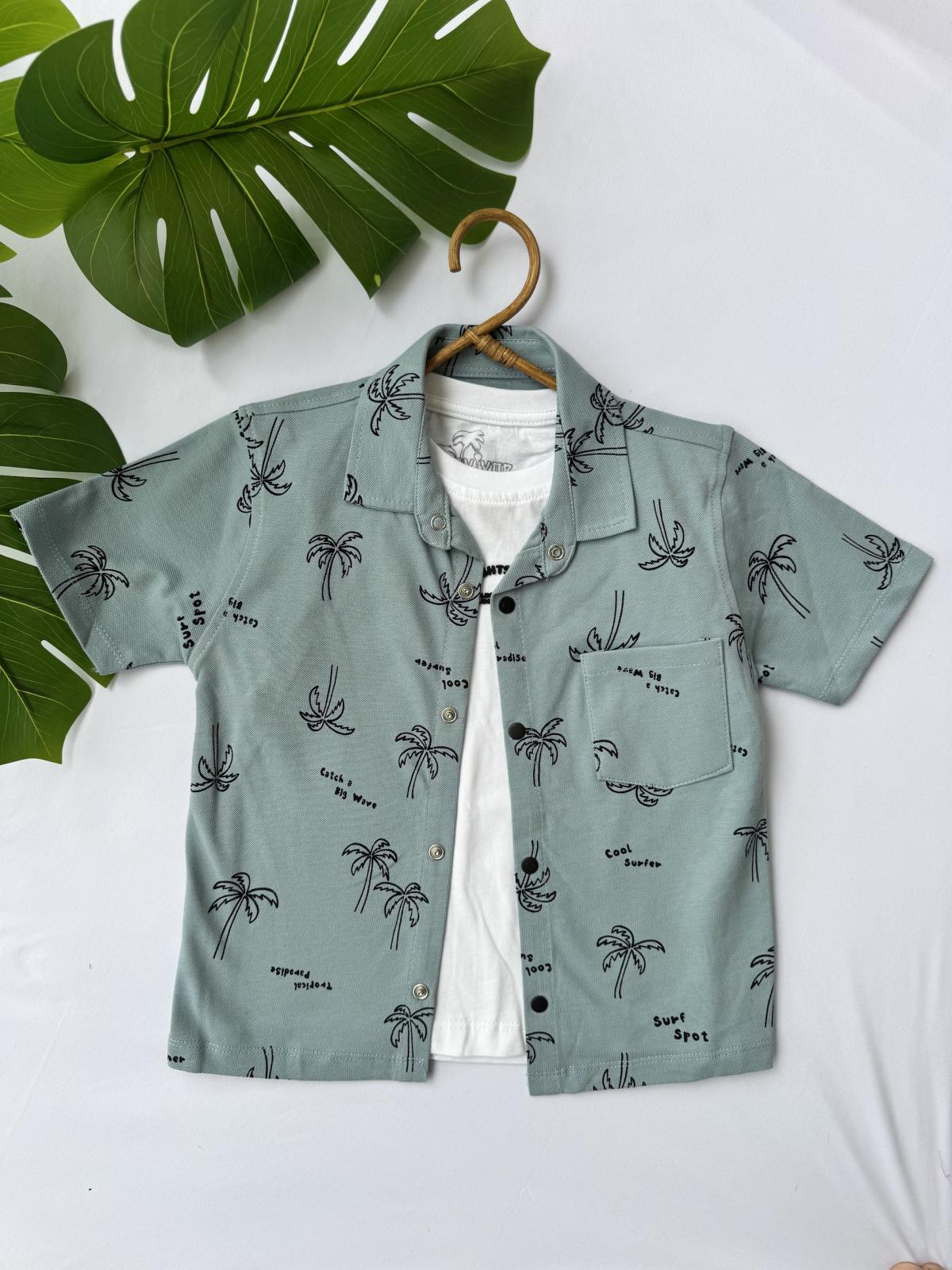 Palmiye Desenli 2 li Gömlek