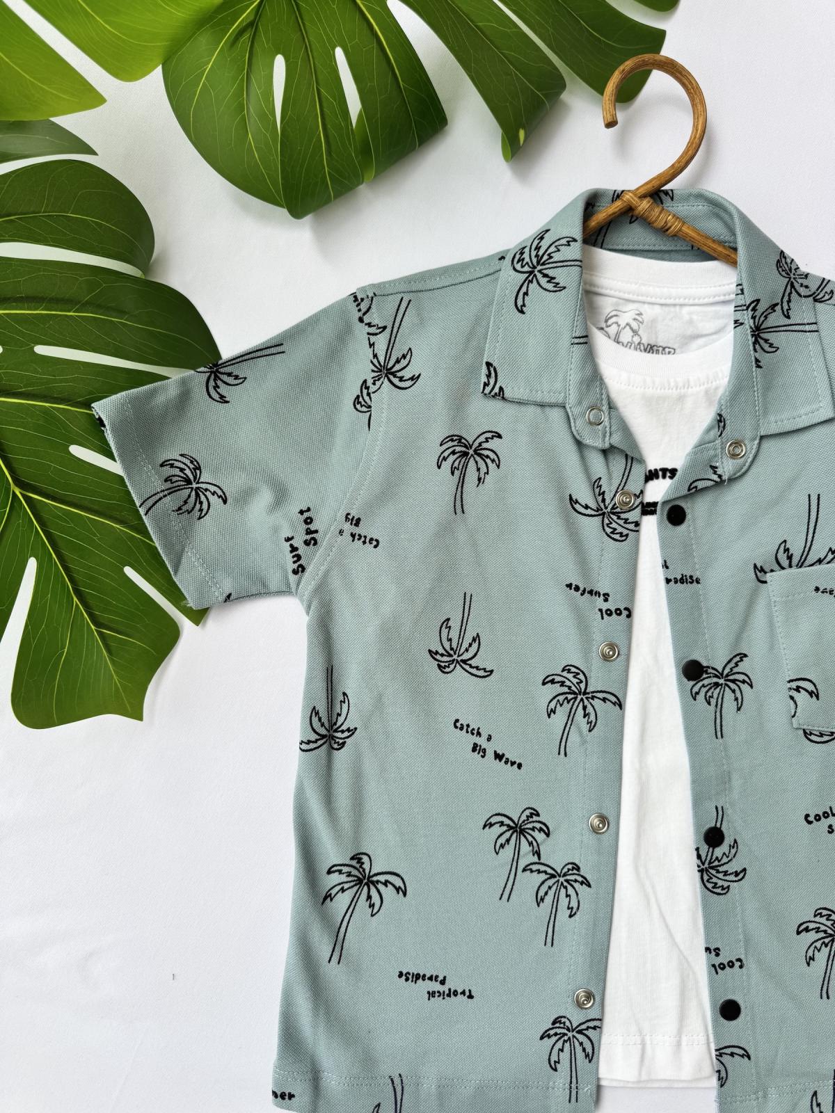 Palmiye Desenli 2 li Gömlek