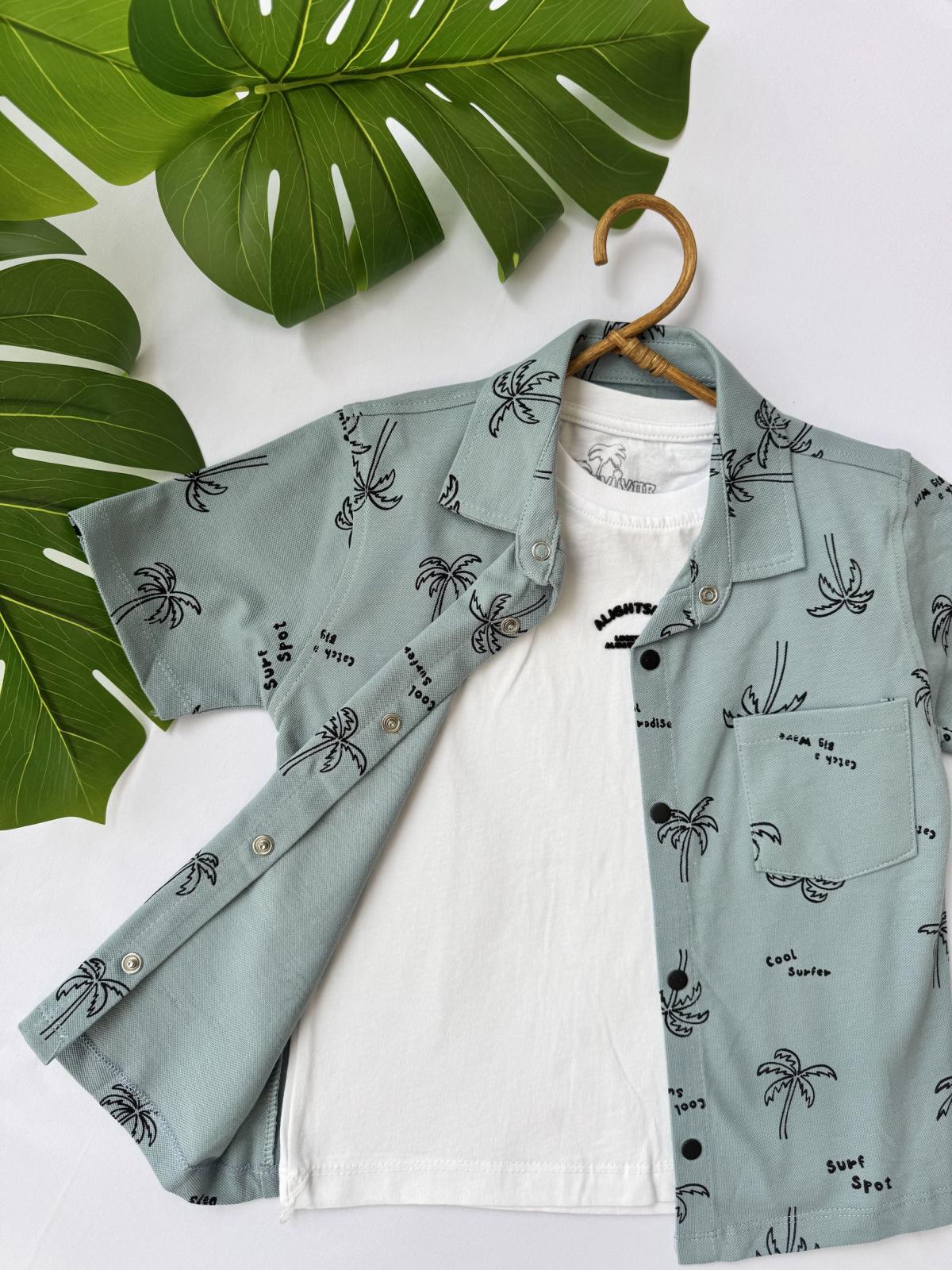 Palmiye Desenli 2 li Gömlek
