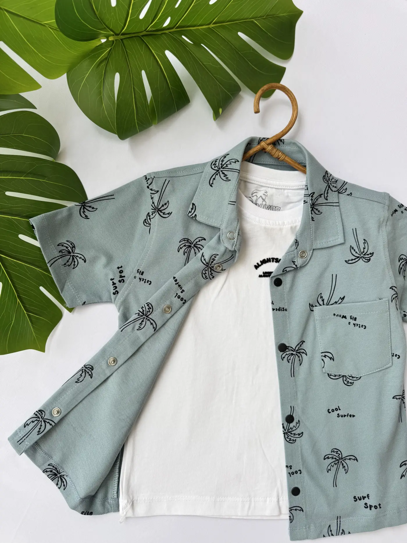 Palmiye Desenli 2 li Gömlek