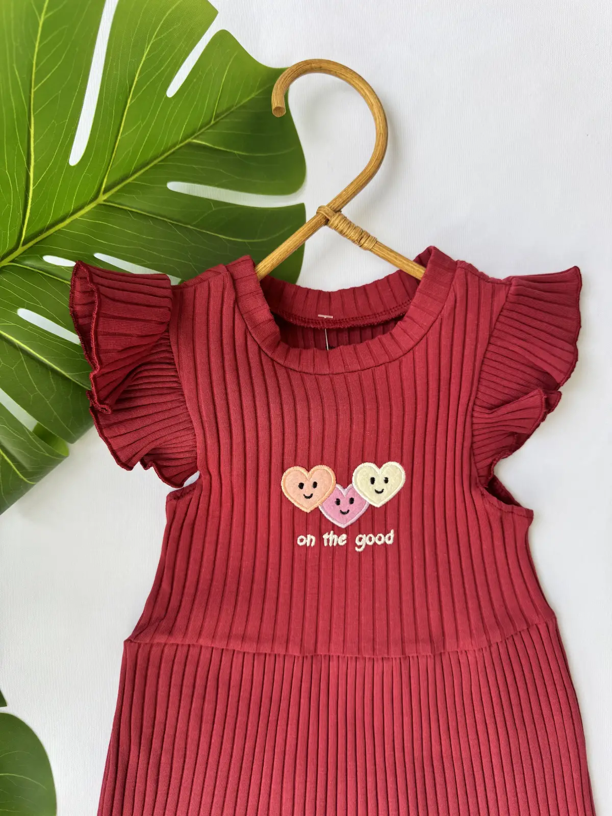 Kalp Baskılı Elbise (Vişne)