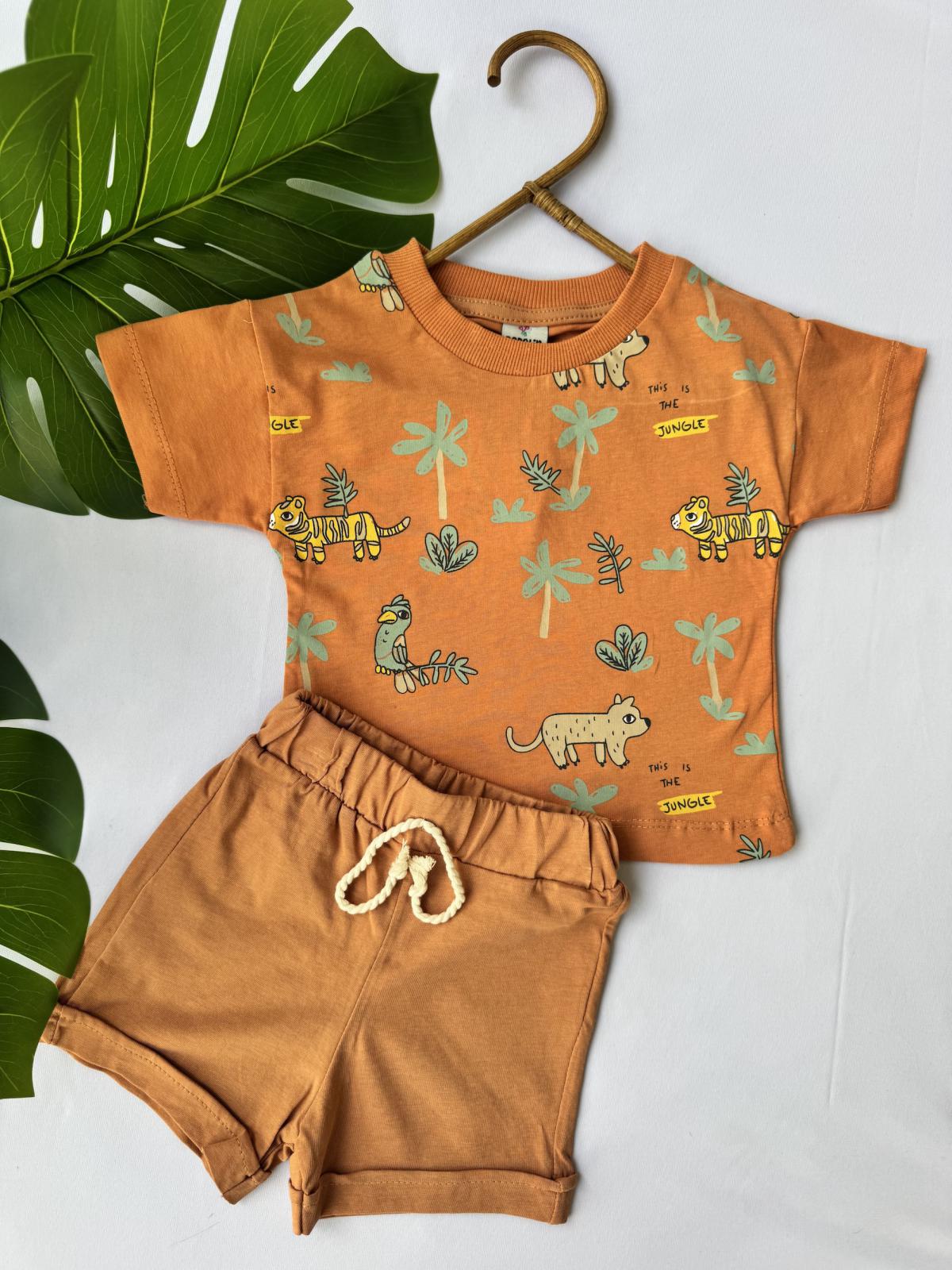 Palmiye Baskılı Takım (Turuncu)