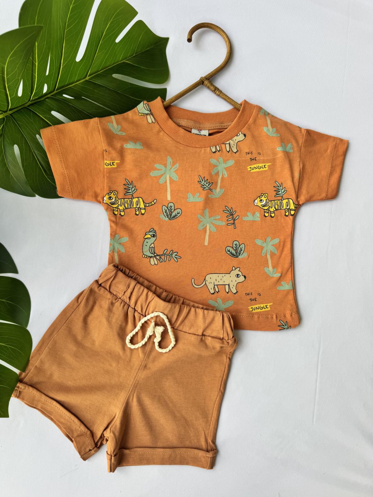 Palmiye Baskılı Takım (Turuncu)