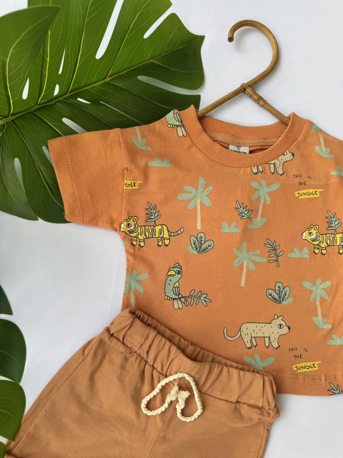 Palmiye Baskılı Takım (Turuncu)