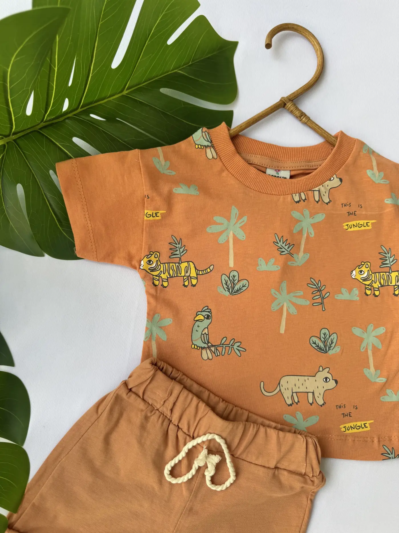 Palmiye Baskılı Takım (Turuncu)